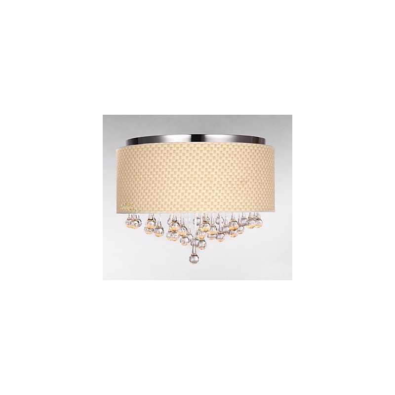 Plafoniera a filo moderna minimalista beige in tessuto, 6 lampadine E12/E14