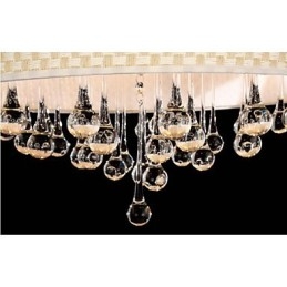 Plafoniera a filo moderna minimalista beige in tessuto, 6 lampadine E12/E14