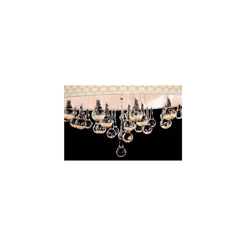 Plafoniera a filo moderna minimalista beige in tessuto, 6 lampadine E12/E14
