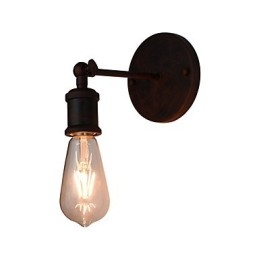 Applique da parete in ferro nero con lampadina LED