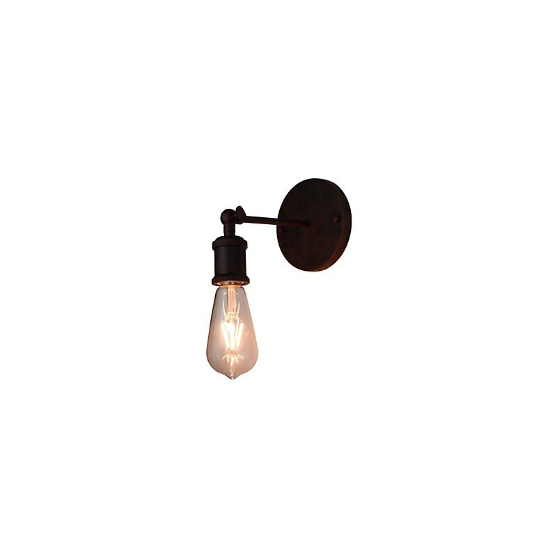 Applique da parete in ferro nero con lampadina LED