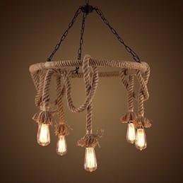 Lampadario country americano in canapa a 8 luci