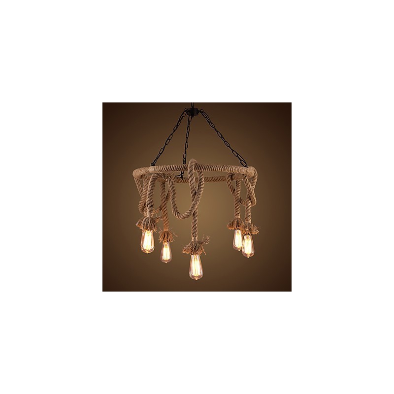 Lampadario country americano in canapa a 8 luci
