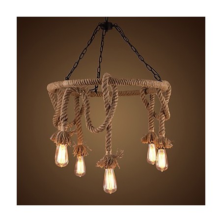 Lampadario country americano in canapa a 8 luci