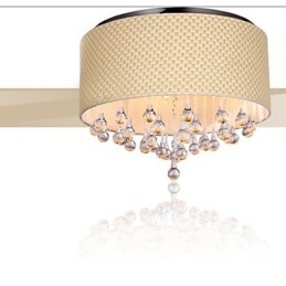 Plafoniera a filo moderna minimalista beige in tessuto, 6 lampadine E12/E14