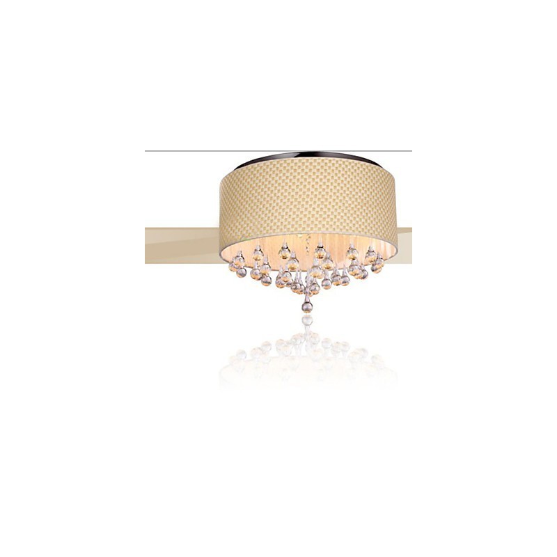Plafoniera a filo moderna minimalista beige in tessuto, 6 lampadine E12/E14