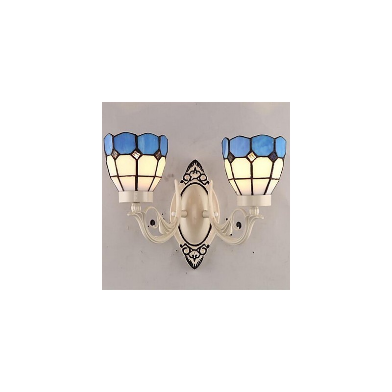 Applique da parete uplight in vetro 2x E27 60x22 cm