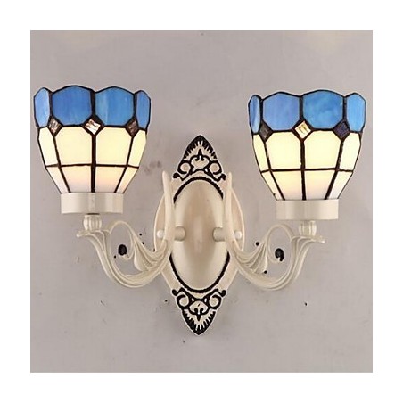 Applique da parete uplight in vetro 2x E27 60x22 cm