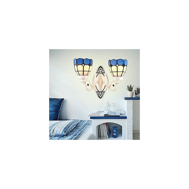 Applique da parete uplight in vetro 2x E27 60x22 cm