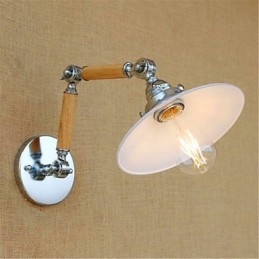 Applique da parete con braccio oscillante rustica cromo con luce ambientale