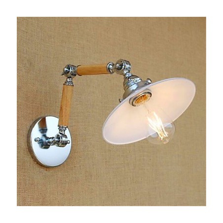 Applique da parete con braccio oscillante rustica cromo con luce ambientale