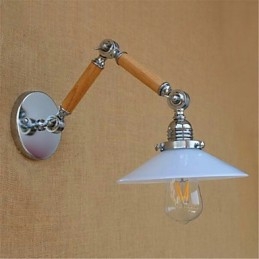 Applique da parete con braccio oscillante rustica cromo con luce ambientale
