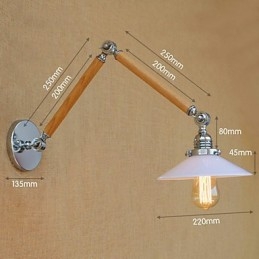 Applique da parete con braccio oscillante rustica cromo con luce ambientale