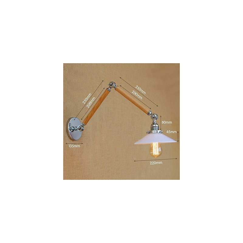 Applique da parete con braccio oscillante rustica cromo con luce ambientale