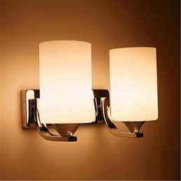 Applique da parete moderna argento doppia con 2 lampadine E26/E27