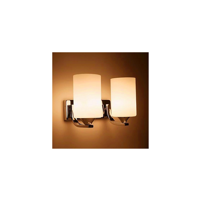 Applique da parete moderna argento doppia con 2 lampadine E26/E27