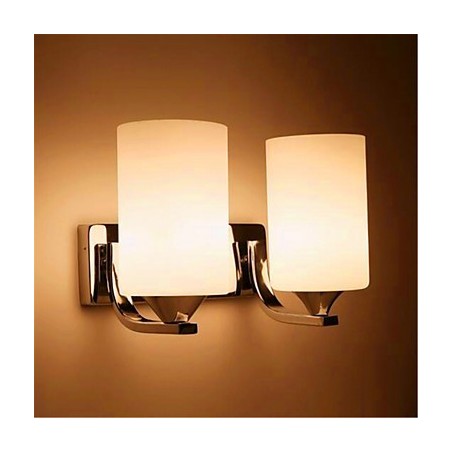 Applique da parete moderna argento doppia con 2 lampadine E26/E27