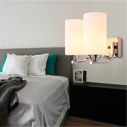Applique da parete moderna argento doppia con 2 lampadine E26/E27