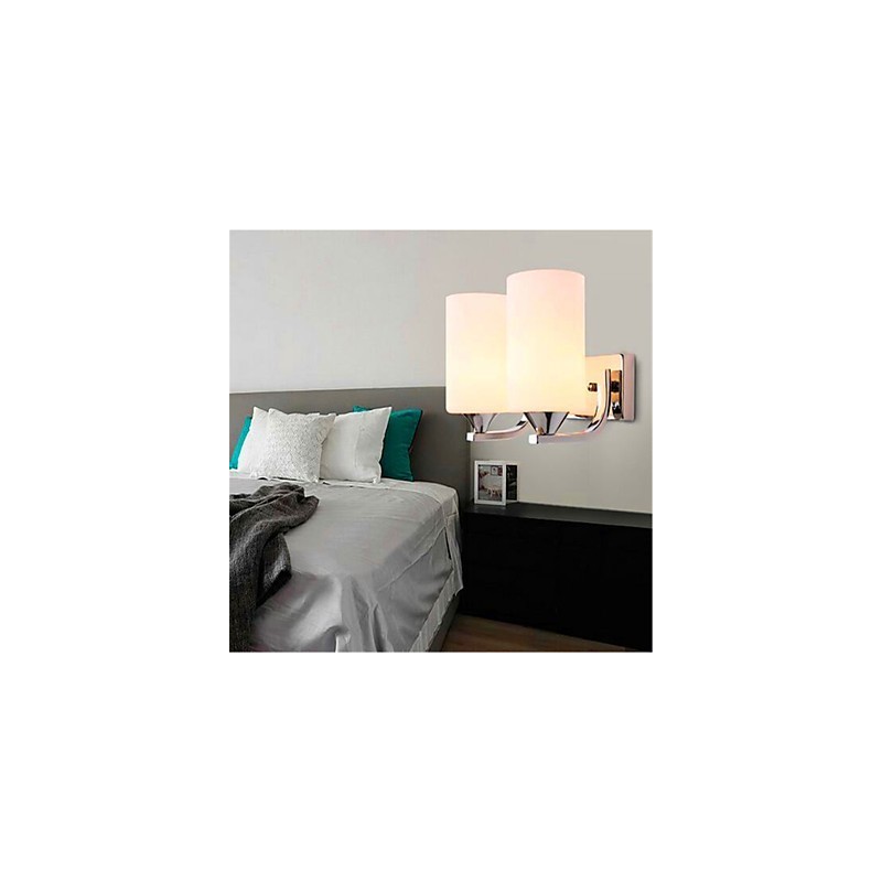 Applique da parete moderna argento doppia con 2 lampadine E26/E27