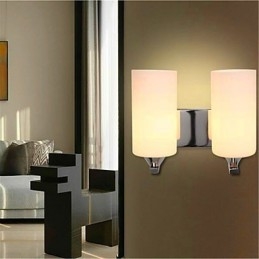 Applique da parete moderna argento doppia con 2 lampadine E26/E27