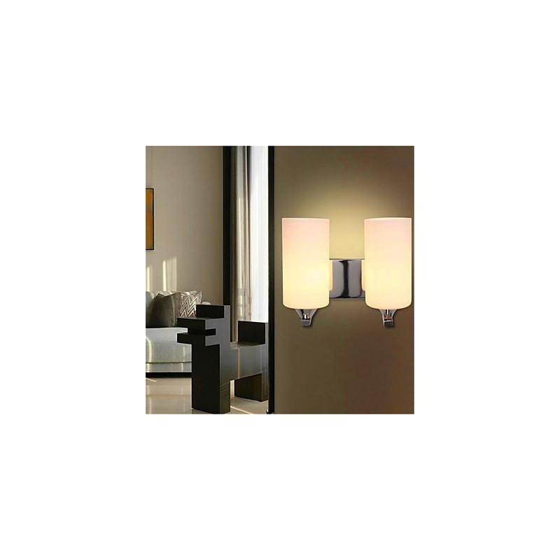 Applique da parete moderna argento doppia con 2 lampadine E26/E27