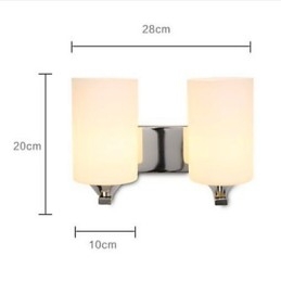 Applique da parete moderna argento doppia con 2 lampadine E26/E27