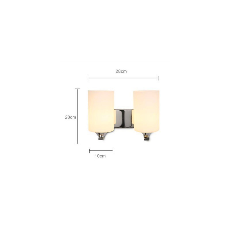 Applique da parete moderna argento doppia con 2 lampadine E26/E27