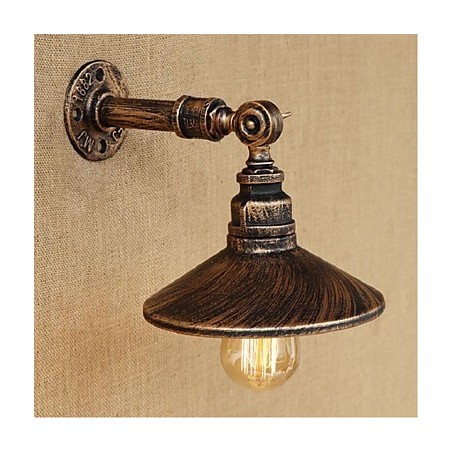 Applique da parete industriale nordica in metallo marrone antico con tubo dell'acqua