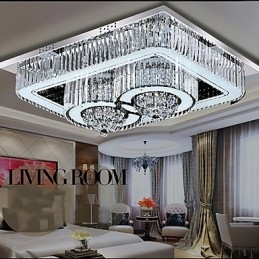 Plafoniera a filo moderna in vetro e cristallo trasparente, LED integrato 24 W