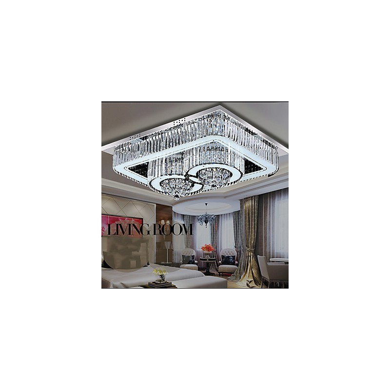 Plafoniera a filo moderna in vetro e cristallo trasparente, LED integrato 24 W