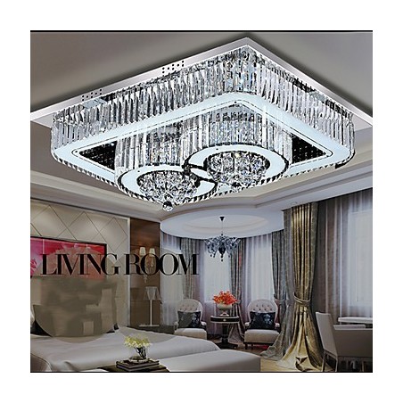Plafoniera a filo moderna in vetro e cristallo trasparente, LED integrato 24 W