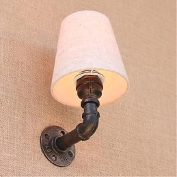 Applique da parete rustica in ottone con paralume in tessuto E27