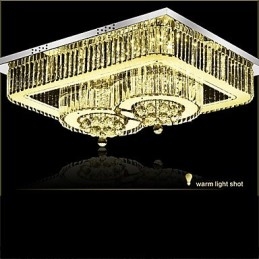 Plafoniera a filo moderna in vetro e cristallo trasparente, LED integrato 24 W