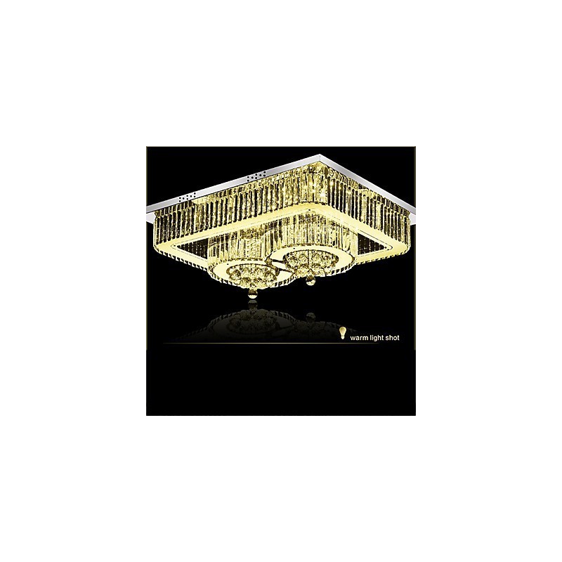 Plafoniera a filo moderna in vetro e cristallo trasparente, LED integrato 24 W
