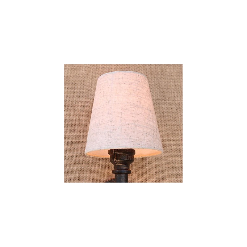 Applique da parete rustica in ottone con paralume in tessuto E27