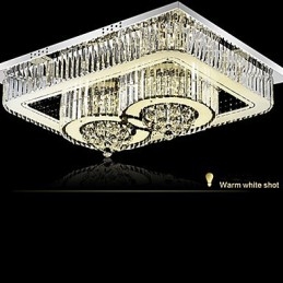 Plafoniera a filo moderna in vetro e cristallo trasparente, LED integrato 24 W