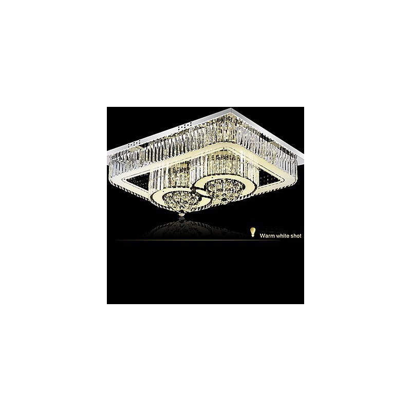Plafoniera a filo moderna in vetro e cristallo trasparente, LED integrato 24 W