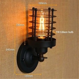 Applique da parete rustica in ottone antico, luce ambientale, E26/E27 40 W