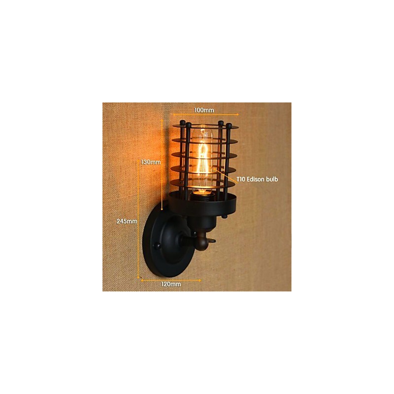 Applique da parete rustica in ottone antico, luce ambientale, E26/E27 40 W