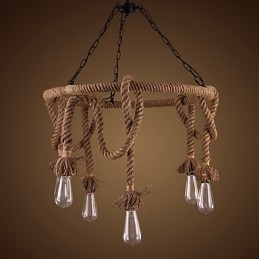 Lampadario country americano in canapa a 8 luci