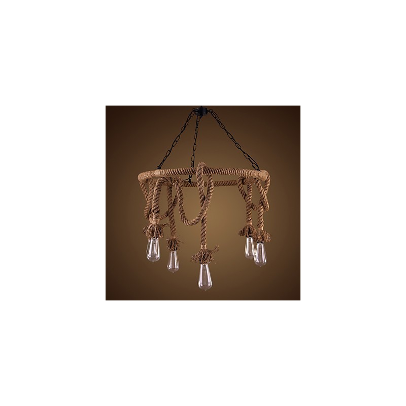 Lampadario country americano in canapa a 8 luci