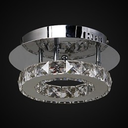 Plafoniera a filo moderna contemporanea in cristallo e metallo cromato LED integrato 6 W