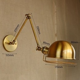 Applique da parete retrò industriale in ferro, finitura bronzo