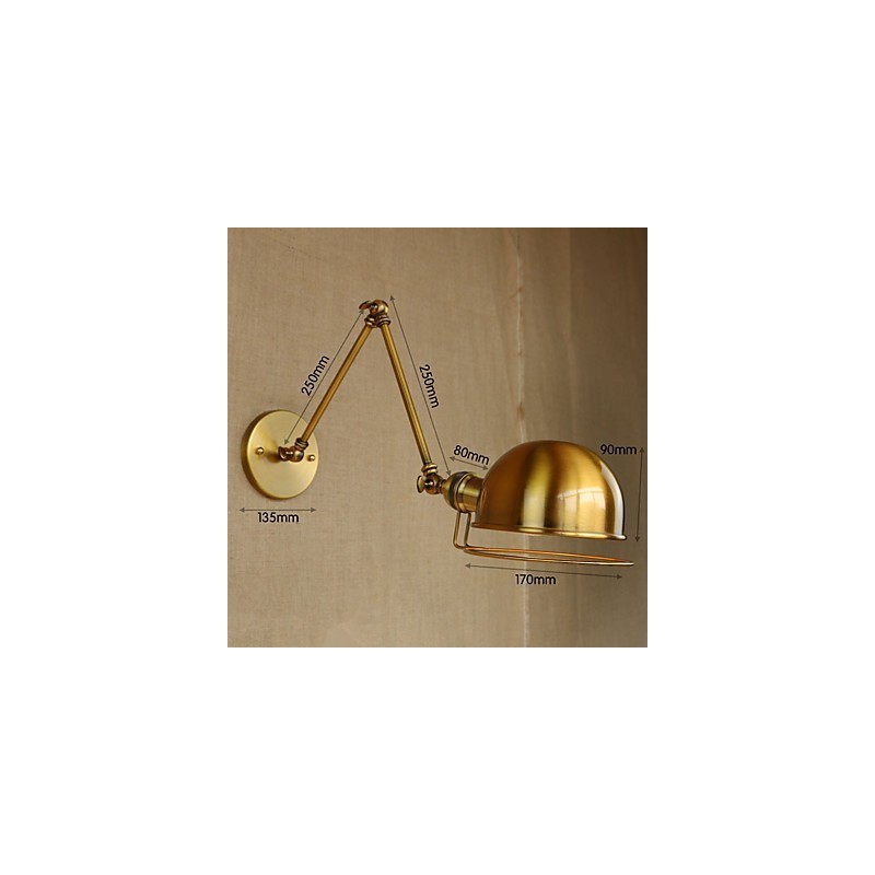 Applique da parete retrò industriale in ferro, finitura bronzo
