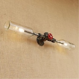 Applique da parete rétro con bottiglia d'acqua, stile rustico, grigio