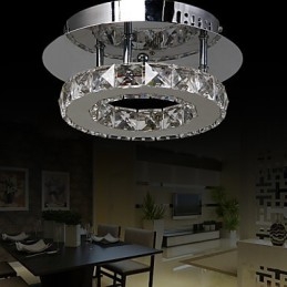 Plafoniera a filo moderna contemporanea in cristallo e metallo cromato LED integrato 6 W