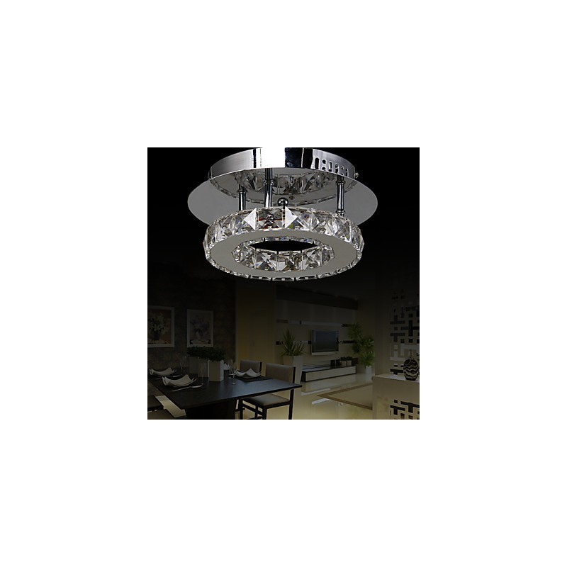 Plafoniera a filo moderna contemporanea in cristallo e metallo cromato LED integrato 6 W
