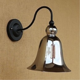 Applique da parete rustica argento con faretto da incasso E27 40 W