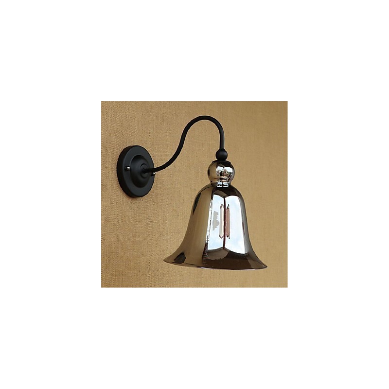 Applique da parete rustica argento con faretto da incasso E27 40 W