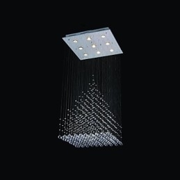 Plafoniera a filo moderna contemporanea in cristallo cromato, 1 lampadina GU10
